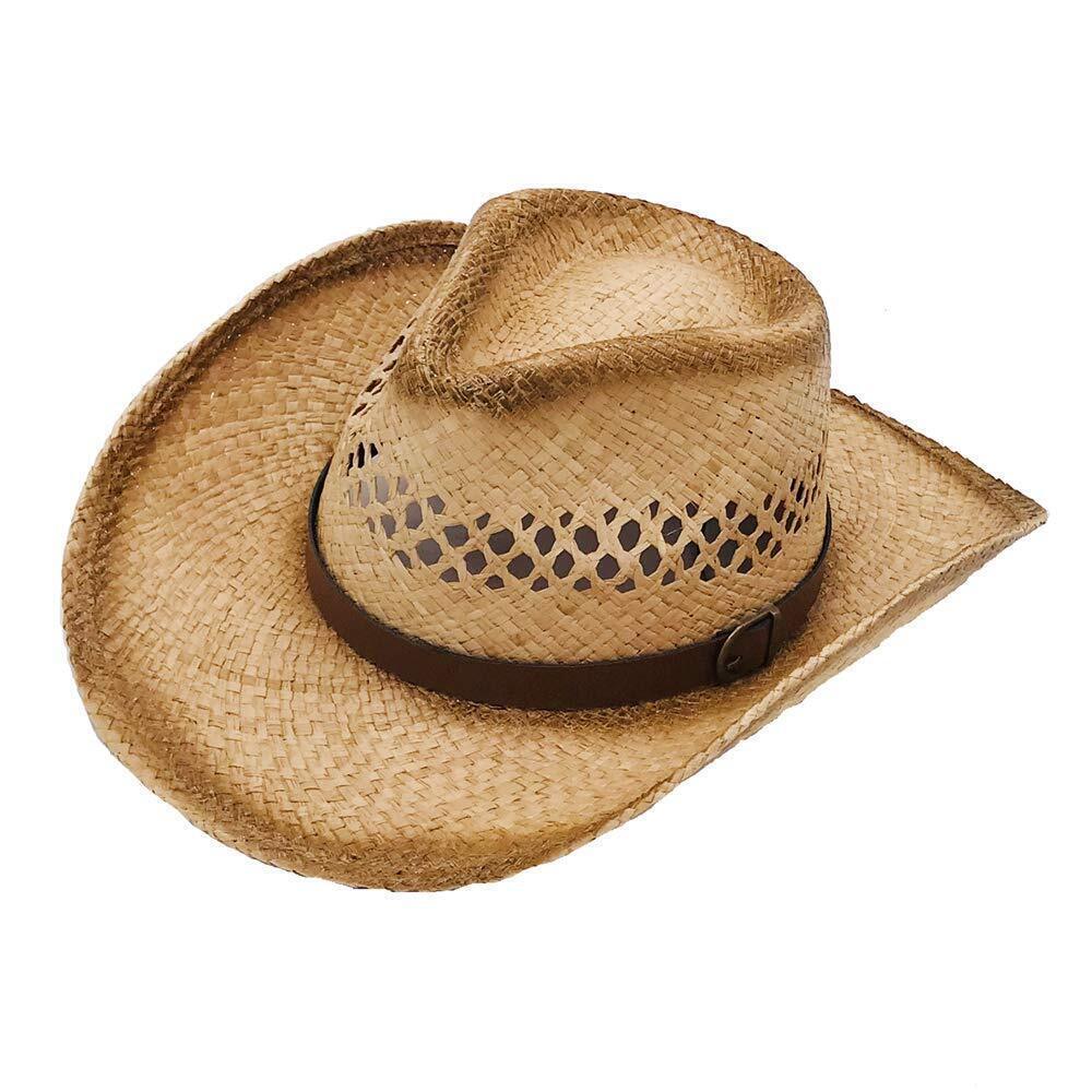 1379 & Western Style Cowboy/Cowgirl Straw Hat Brown76